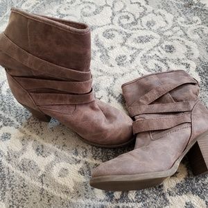 Brown strappy ankle boots